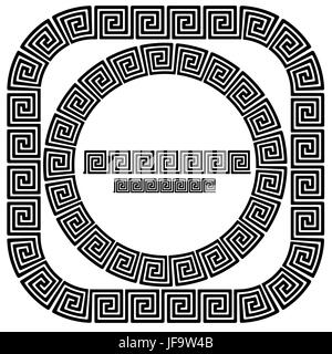 Set of Greek Ornamenal Frames Isolated on White Background Stock Vector
