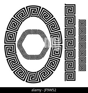 Set of Greek Ornamenal Frames Isolated on White Background Stock Vector