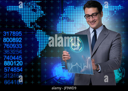 Young businessman in data mining concept Stock Photo