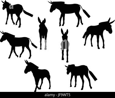 donkey silhouette Stock Vector