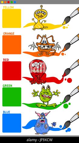 main colors with cartoon monsters Stock Vector