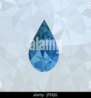 Polygonal Blue Water Drop Isolated on Mosaic Background Stock Vector