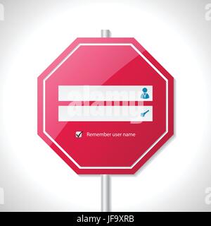Stop sign inspired login screen Stock Vector