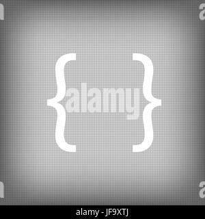 Curly Bracket Icon Isolated on Grey Squares Background Stock Vector