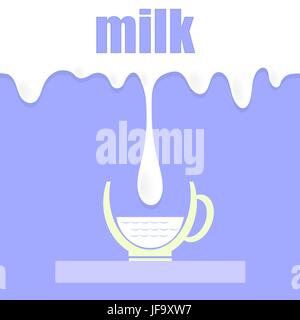 Milk Blots Background. Milk is Poued into Cup. Drop of Milk. Milk Pattern. Fresh Milk Stock Vector