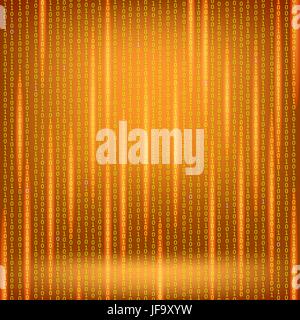 Binary Code Red Background. Concept Binary Code Numbers. Algorithm Binary, Data Code, Decryption and Encoding. Stock Vector