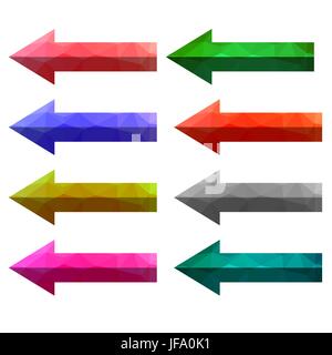 Set of Colorful Arrows Isolated on White Background. Colored Arrow Buttons Stock Vector