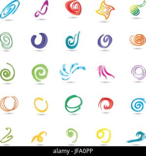 collection spirals,circles,colored Stock Vector