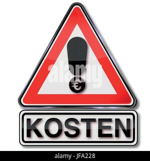 cost, consumption, invoice, consumer, call signal, exclamation mark, money, Stock Vector