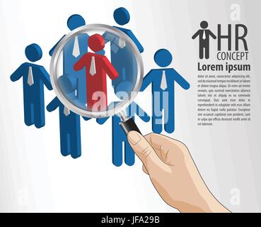 HR concept hand hold magnifying glass Stock Vector