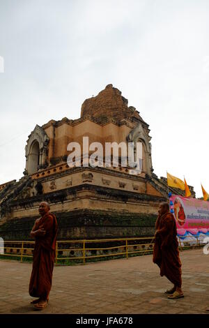 Thai buddhist monks engaged in various work, social and spiritual activities in and around Chiang Mai, Thailand Stock Photo