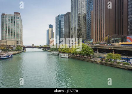 Chicago downtown riverside Stock Photo