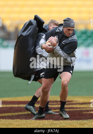 New Zealand's Israel Dagg during the captain's run at the Westpac Stadium, Wellington. Stock Photo