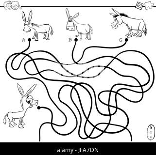 maze path game coloring page Stock Photo