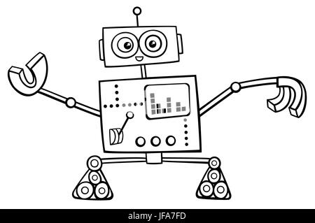 funny robot coloring page Stock Photo - Alamy