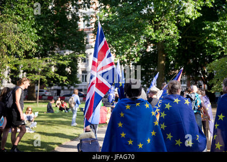 London, UK. 30th June, 2017. Theresa Mays Leaving Drinks in St James Park, London protest Credit: Sebastian Remme/Alamy Live News Stock Photo