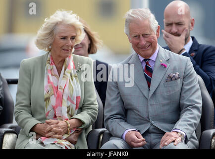 The Prince of Wales and the Duchess of Cornwall attend an official welcome ceremony at Nunavut Legislative Assembly in Iqaluit, the capital city of the Canadian territory of Nunavut, at the start of their visit to Canada. Stock Photo