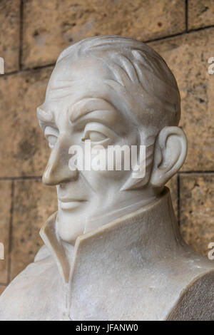 Marble statue of an explorer in the courtyard of the MUSEO DE LA CUIDAD - HAVANA, CUBA Stock Photo