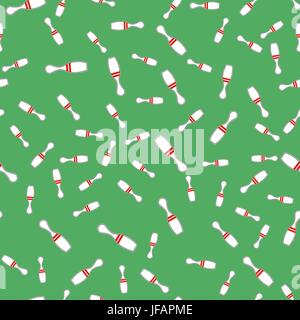 White Striped Bowling Pins Seamless Pattern Stock Vector