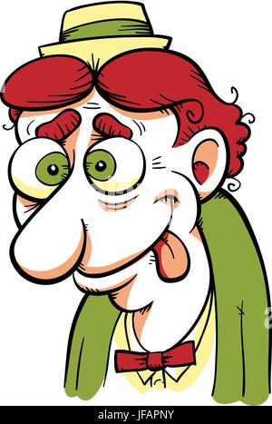A retro-styled cartoon of a wacky man with a goofy look on his face and tongue hanging out. Stock Vector