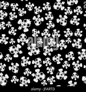 Gas Mask Silhouette Seamless Pattern Stock Vector
