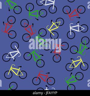 Colored Bicycles Silhouettes Seamless Pattern Stock Vector