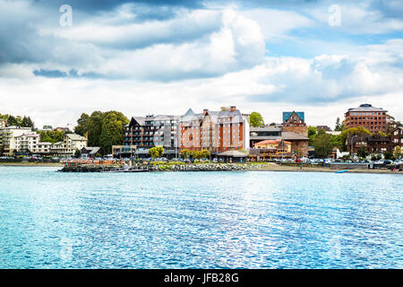 Houses on the seaside of Puerto Varas, Chile Stock Photo