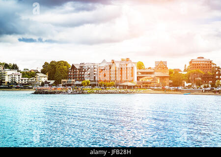 Houses on the lake lake Llanquihue in Puerto Varas, Chile Stock Photo