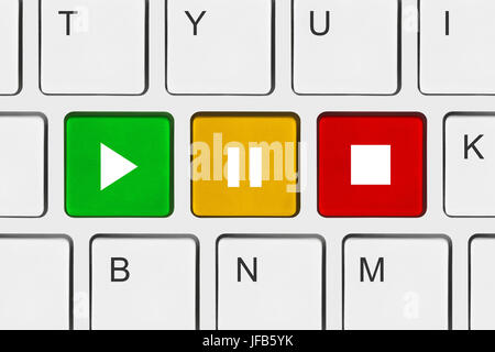 Computer keyboard with Play and Stop keys Stock Photo
