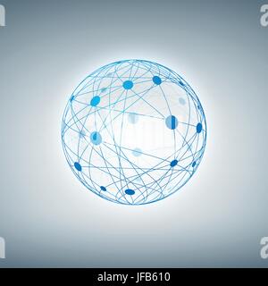 Sphere with connected dots and lines. Layered vector illustration. Stock Vector