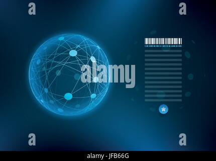 Infographic sphere with connected dots and lines. Stock Vector