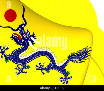 3D Flag of Qing Dynasty (1889-1912), China. 3D Illustration Stock Photo ...