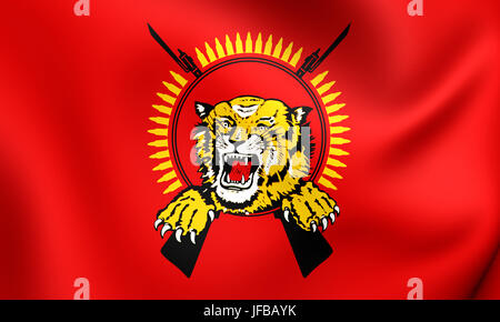 Flag of Tamil Eelam. Close Up. Stock Photo