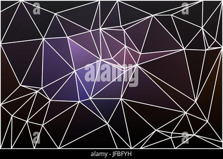 Purple brown black abstract low poly geometric background with white triangle mesh. Stock Vector