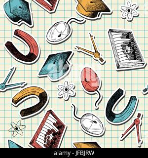 Seamless pattern with education theme Stock Vector