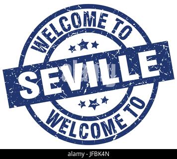 welcome to Seville blue stamp Stock Vector