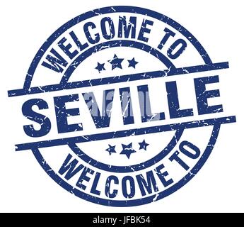 welcome to Seville blue stamp Stock Vector