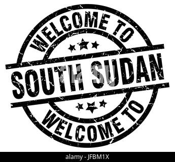 welcome to South Sudan black stamp Stock Vector