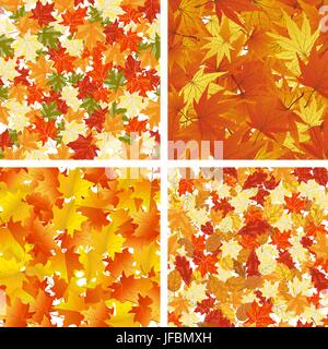Set of Autumn Seamless Pattern Illustration Element Panoramic of Maple ...