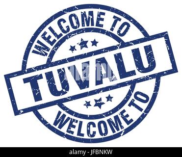 welcome to Tuvalu blue stamp Stock Vector