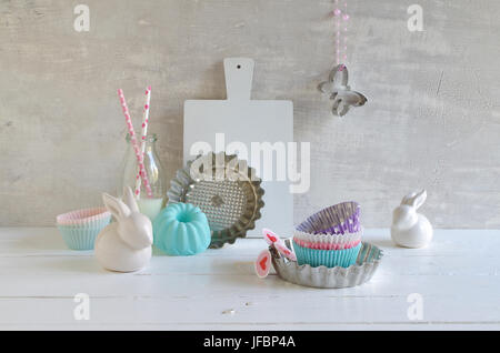 still life with cake tin to easter Stock Photo