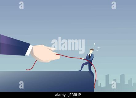 Businessman Walk In Cliff Gap Holding Rope Business Man Risking Stock Vector