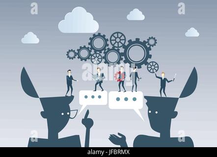 Business People Group Under Cog Wheel Work Together Brainstorming ...