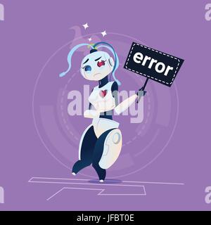 Cute Robot Error Modern Artificial Intelligence Technology Concept Stock Vector