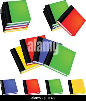 Set of realistic colored books with empty covers. Vector illustration isolated on white background Stock Vector