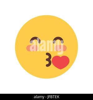 Yellow Smiling Cartoon Face Blow Kiss Emoji People Emotion Icon Stock ...