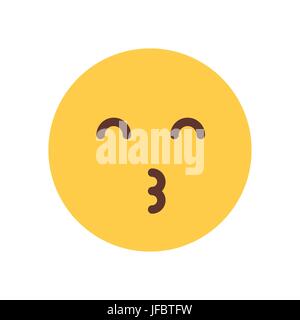 Yellow Smiling Cartoon Face Blow Kiss Emoji People Emotion Icon Stock ...