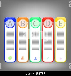 Set of Banners. Business Concept ith 5 Options, Parts, Steps or Processes. Infographic Design Template on Grey Background Stock Vector