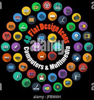 Computer and Multimedia Icons Stock Vector