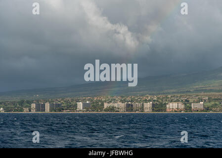 Rainbow over Kaanapali Beach, Maui Stock Photo